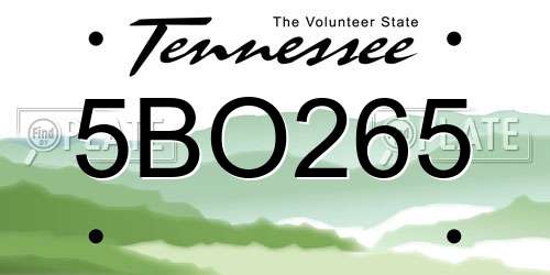 5BO265 Tennessee License Plate