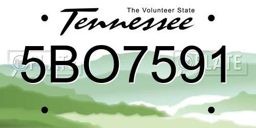 5BO7591 Tennessee License Plate