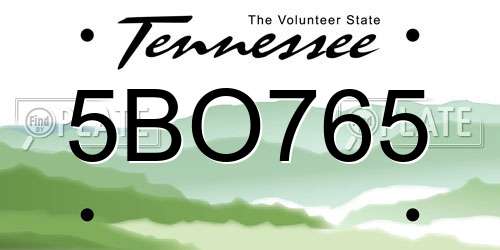 5BO765 Tennessee License Plate