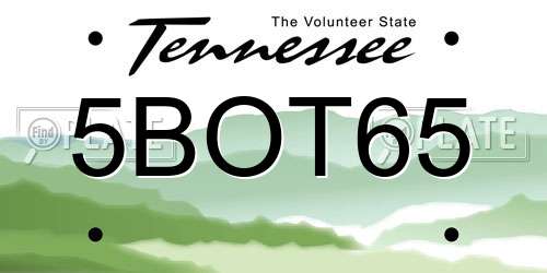 5BOT65 Tennessee License Plate
