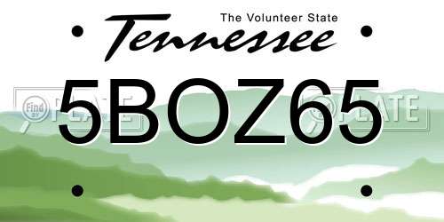 5BOZ65 Tennessee License Plate