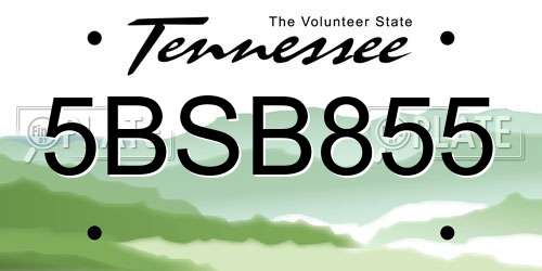 5BSB855 Tennessee License Plate