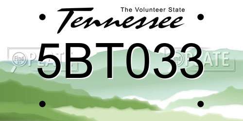 5BT033 Tennessee License Plate