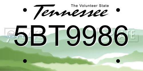 5BT9986 Tennessee License Plate