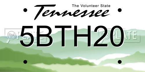 5BTH20 Tennessee License Plate