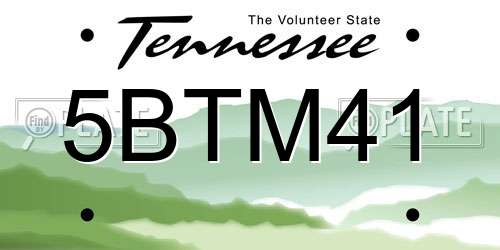 5BTM41 Tennessee License Plate