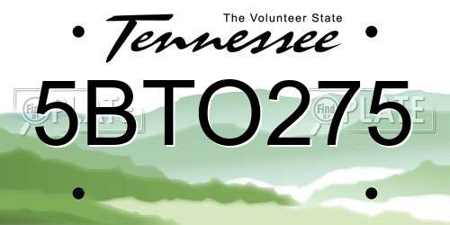 5BTO275 Tennessee License Plate