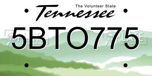 5BTO775 Tennessee License Plate