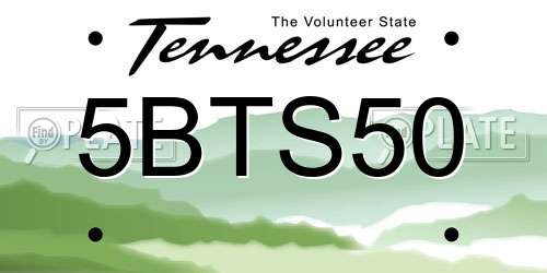 5BTS50 Tennessee License Plate