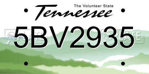 5BV2935 Tennessee License Plate