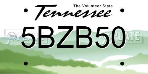 5BZB50 Tennessee License Plate