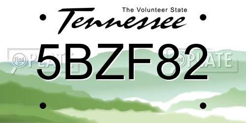 5BZF82 Tennessee License Plate