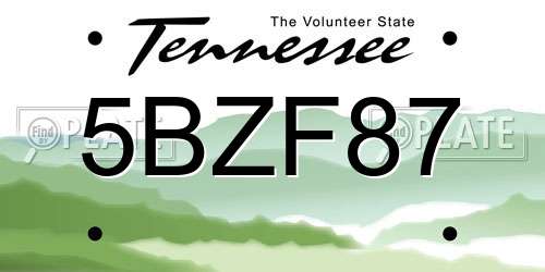 5BZF87 Tennessee License Plate