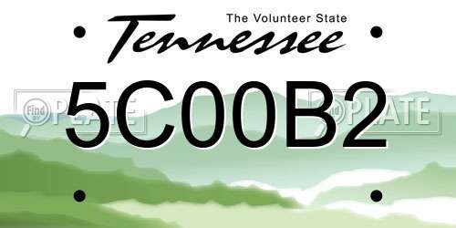 5C00B2 Tennessee License Plate