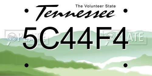 5C44F4 Tennessee License Plate