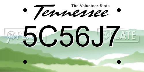 5C56J7 Tennessee License Plate