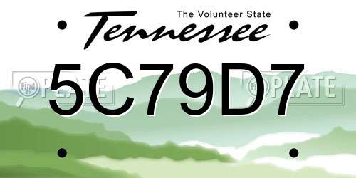 5C79D7 Tennessee License Plate