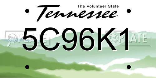 5C96K1 Tennessee License Plate