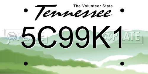 5C99K1 Tennessee License Plate