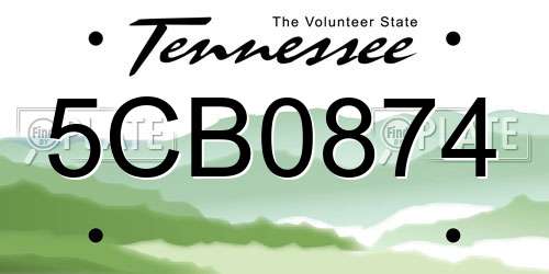 5CB0874 Tennessee License Plate
