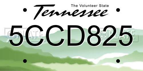 5CCD825 Tennessee License Plate