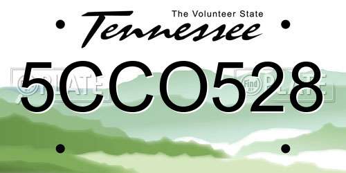 5CCO528 Tennessee License Plate