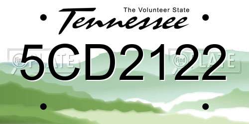 5CD2122 Tennessee License Plate