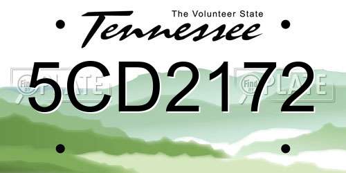 5CD2172 Tennessee License Plate