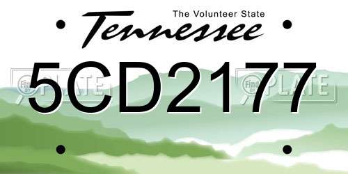 5CD2177 Tennessee License Plate