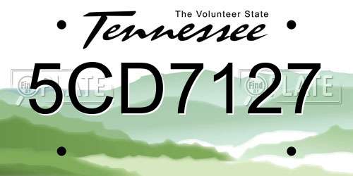 5CD7127 Tennessee License Plate