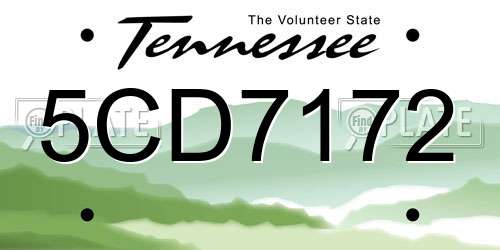 5CD7172 Tennessee License Plate