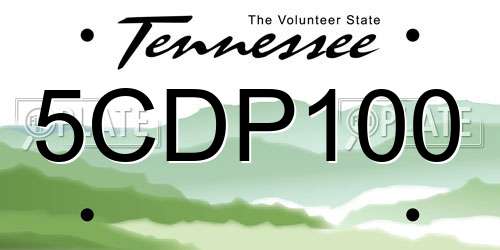 5CDP100 Tennessee License Plate