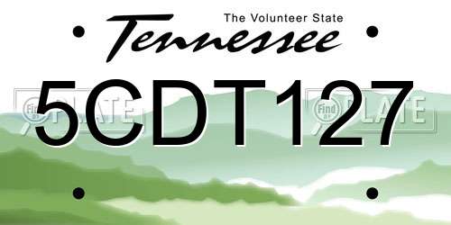 5CDT127 Tennessee License Plate