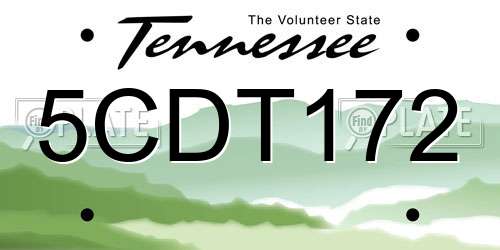 5CDT172 Tennessee License Plate