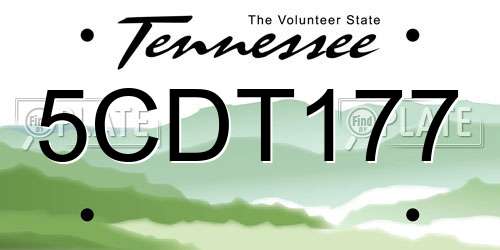 5CDT177 Tennessee License Plate