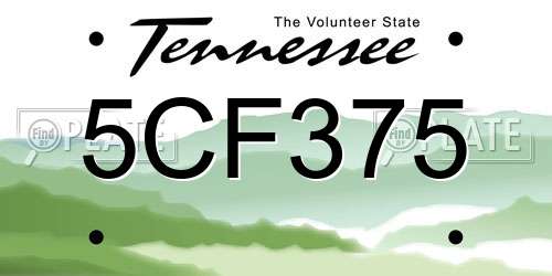 5CF375 Tennessee License Plate