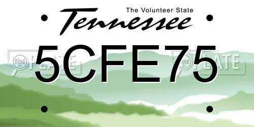 5CFE75 Tennessee License Plate