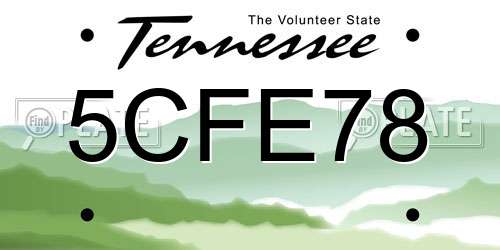 5CFE78 Tennessee License Plate