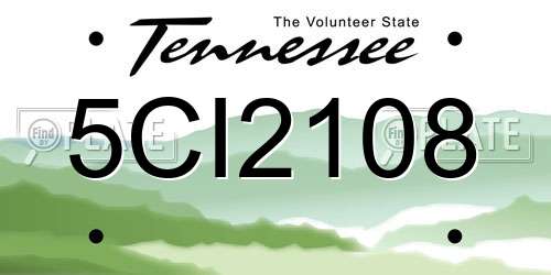 5CI2108 Tennessee License Plate