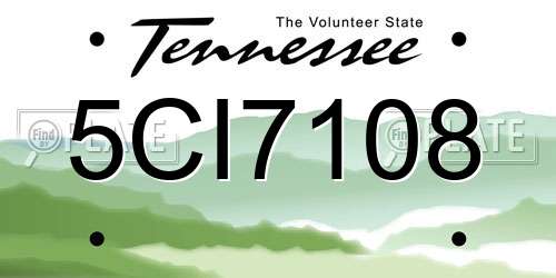 5CI7108 Tennessee License Plate
