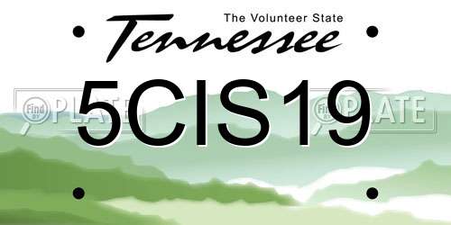 5CIS19 Tennessee License Plate