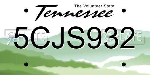 5CJS932 Tennessee License Plate