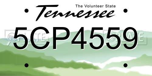 5CP4559 Tennessee License Plate
