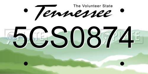 5CS0874 Tennessee License Plate