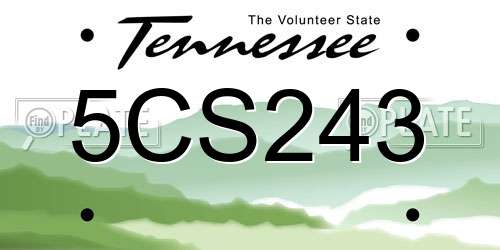 5CS243 Tennessee License Plate
