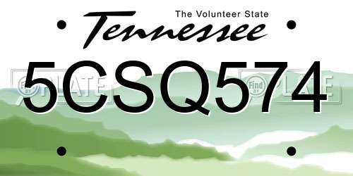 5CSQ574 Tennessee License Plate
