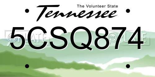 5CSQ874 Tennessee License Plate