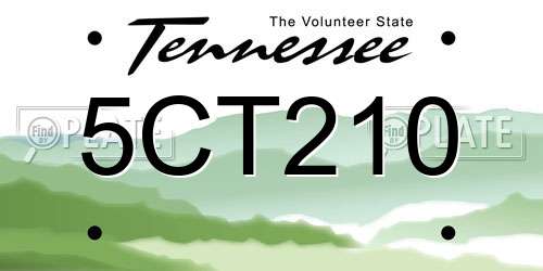 5CT210 Tennessee License Plate