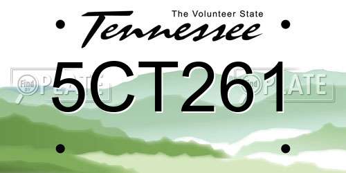 5CT261 Tennessee License Plate