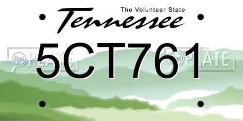 5CT761 Tennessee License Plate